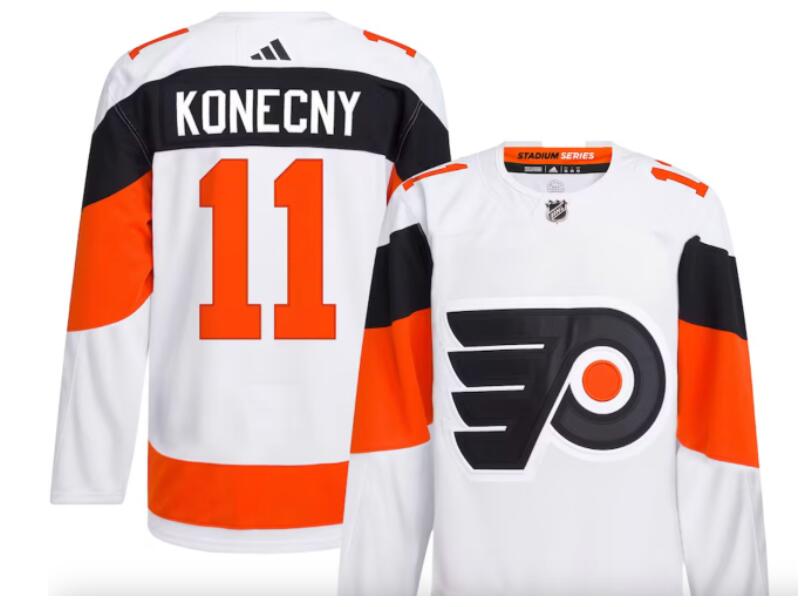 Men Philadelphia Flyers #11 Travis Konecny  white adidas 2024 NHL Stadium Series Primegreen Jersey->new york rangers->NHL Jersey